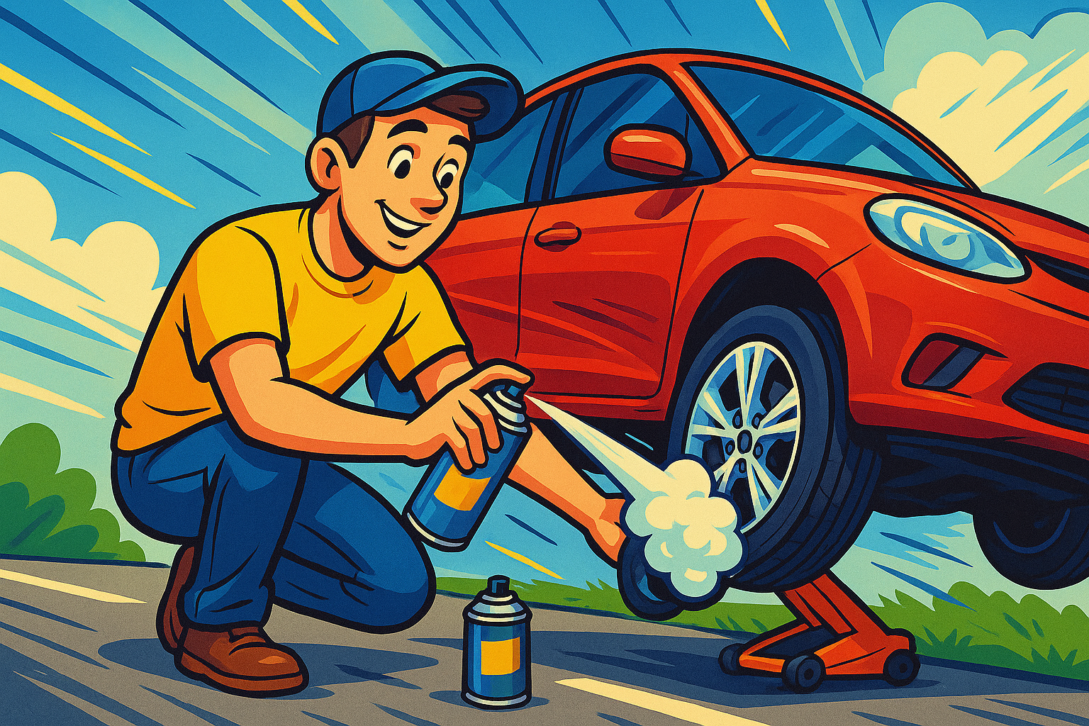 pianki do opon samochodowych, naprawa opon, awaryjna naprawa opony, opony samochodowe, preparaty do opon, motoryzacja, porady motoryzacyjne